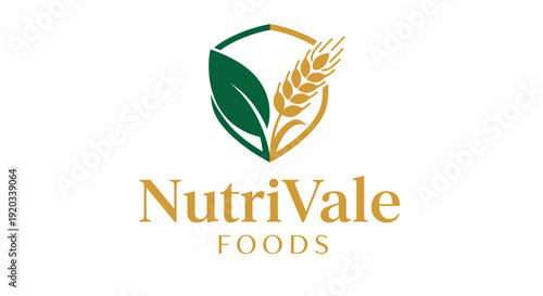 NutriVale Foods green leaf and wheat stalk logo design representing natural healthy food products, isolated on white background.