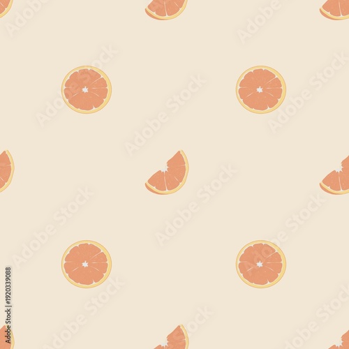Minimal hand drawn fruit seamless pattern with oranges neutral pastel botanical collection