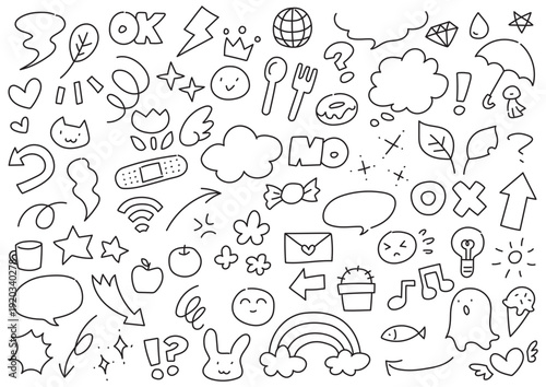 ゆるくてかわいい　手描きの落書きセット