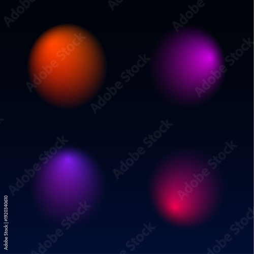 Holographic neon blobs float on dark backgrounds with glowing edges. Motion blur enhances depth and dynamic energy. Ideal for sci-fi, futuristic, or digital design projects.