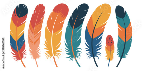 Wallpaper Mural Three Colorful Red and Yellow Feathers Illustration Vector Icon Set Torontodigital.ca