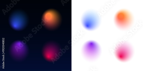 Translucent abstract spheres float with vibrant iridescent gradients. Motion lines create flowing dynamics and energy. Perfect for creative, modern digital, and sci-fi visuals.