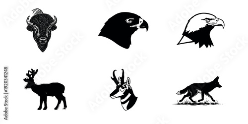 Collection of animal silhouettes featuring various wildlife species