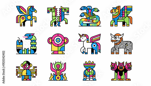 Mythical Creatures Collection: Fantasy Beasts Icons, Vector Graphics