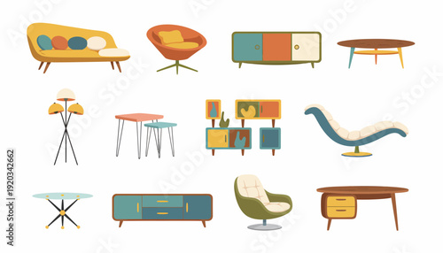 Retro Mid Century Modern Furniture Collection Set