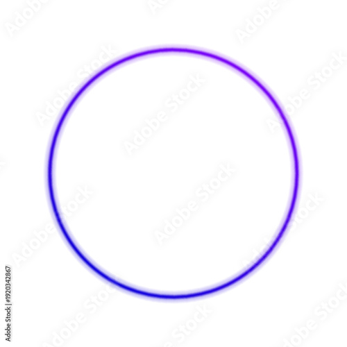 Abstract portal circle radiates luminous neon energy. Reflective blot drops shimmer across the smooth rounded surface. The illustration conveys futuristic motion and digital elegance.