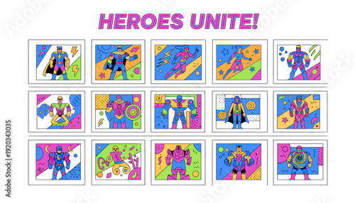 Superhero Collage: Heroes Unite! Vibrant Retro Comic Book Style