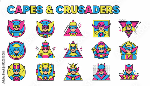 Superhero Icons Collection: Capes & Crusaders, Retro Style