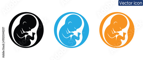 Vibrant vector icons depicting baby silhouettes in various colors for design projects
