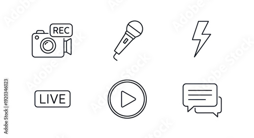 Set of Icons for Live Streaming and Video Production