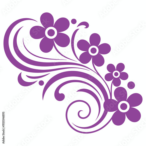 Wallpaper Mural Abstract purple and pink floral vector background with swirls leaves and butterfly in vintage spring style Torontodigital.ca