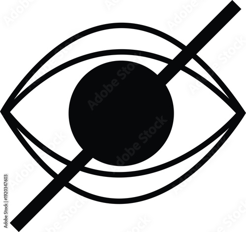 Modern graphic symbol depicting restricted visibility, private mode, or invisibility concept, forming a clear Hidden View Vector design element