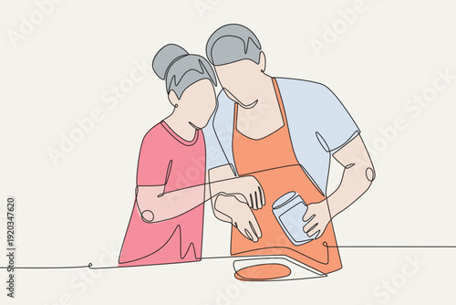 Colored Acts of service concept one-line drawing