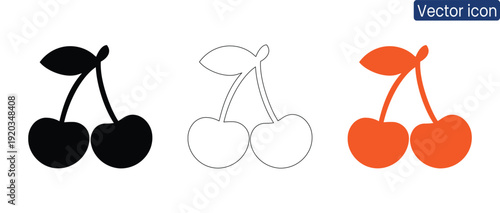 Modern cherry icon set for web design and branding