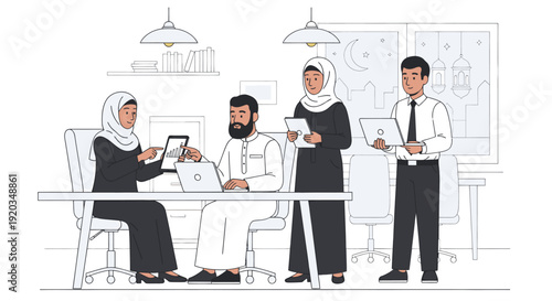 Diverse group of business professionals collaborating.