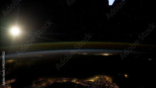 Sunrise over Italy. Planet Earth from Space. Elements of this image furnished by NASA