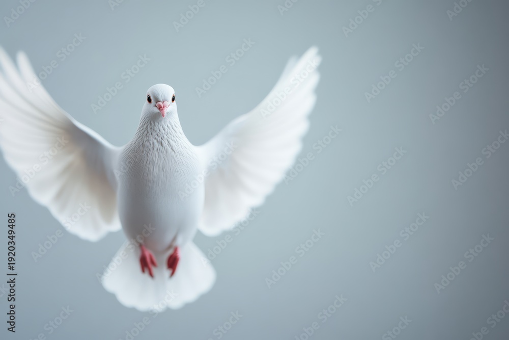 Fototapeta premium White Dove Symbol of Peace on Stone Pedestal