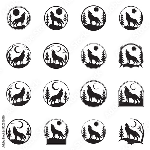 Howling Wolf Silhouette Clip Art