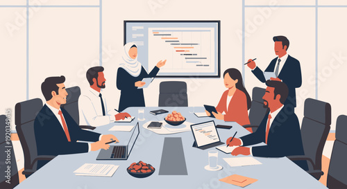 Business people in a meeting room.