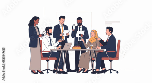 Diverse group of business professionals collaborating.