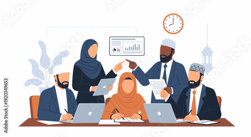 Diverse group of business professionals collaborating.