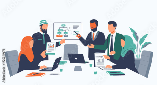 Business people discussing in meeting room.