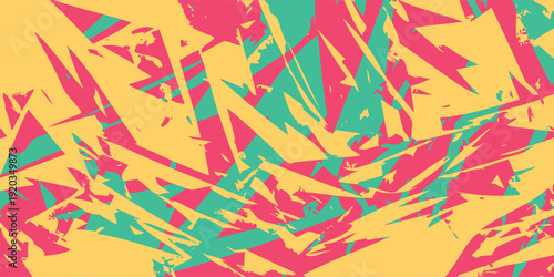 Vibrant Abstract Geometric Pattern with Sharp Edges and Dynamic Movement.