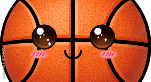 Cute Cartoon Basketball with Blushing Face Isolated on White Background