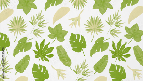 Vibrant Tropical Green Foliage Seamless Pattern Design Background