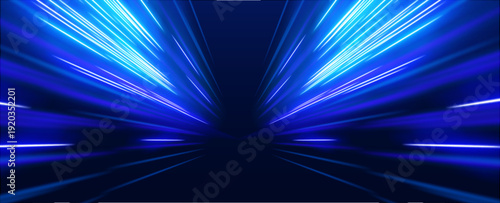 Glowing neon arcs intersect in a luminous abstract network. Soft color transitions enhance depth and radiance. The illustration conveys modern motion and digital sophistication.