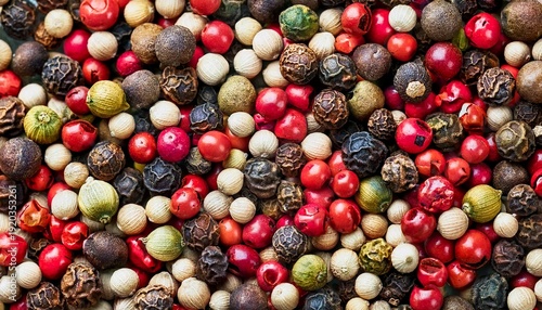 colorful peppercorns spice food culinary ingredient scattered texture background