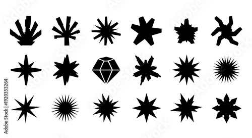 Y2K Starburst Geometric Shapes Vector Illustration Set