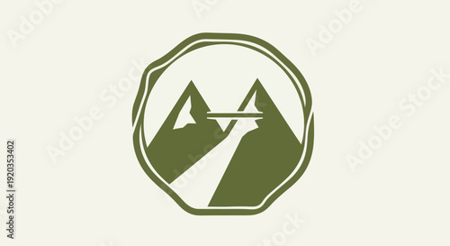 Mountain bridge logo icon, adventure travel, outdoor adventure, hiking, nature