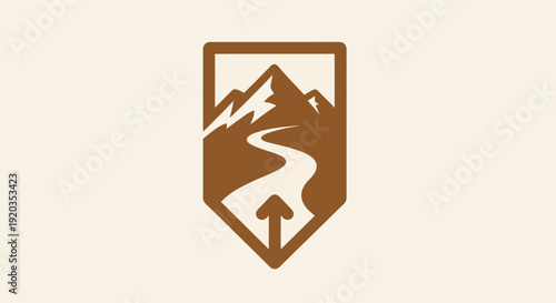 Mountain Path Emblem Icon: Adventure, Journey, Discovery, Outdoors, Exploration