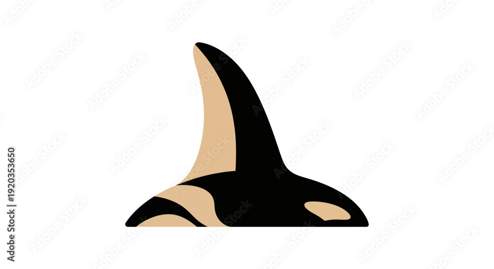 Fototapeta premium Orca Whale Fin Silhouette, Killer Whale Symbol, Ocean Wildlife Icon