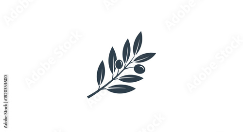 Olive Branch Icon, Minimalist Vector Art, Symbol of Peace and Health