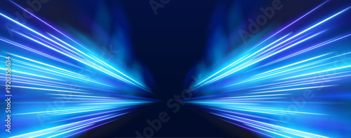 Vibrant energy waves ripple across a dark abstract horizon. Soft glowing edges create depth and dimensional flow. The scene captures dynamic motion in a digital atmosphere.