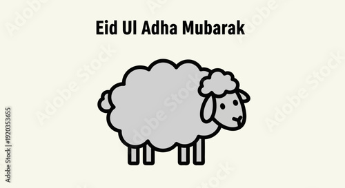 Simple Sheep Illustration for Eid Ul Adha Mubarak Greeting Card Design