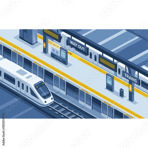 White Train at Modern Station Platform.