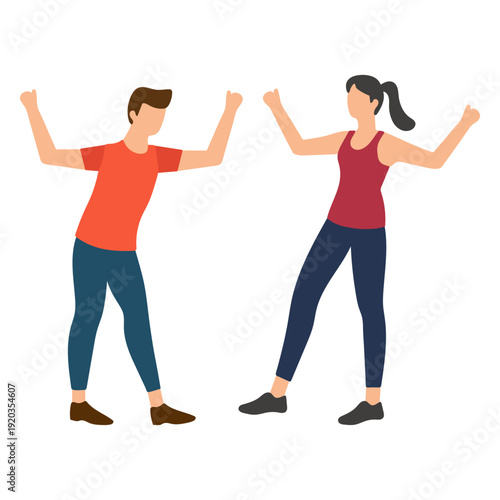 Couple Celebrating Success Together Illustration