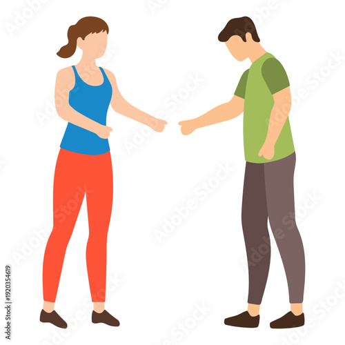 Couple Standing and Talking Seriously Illustration