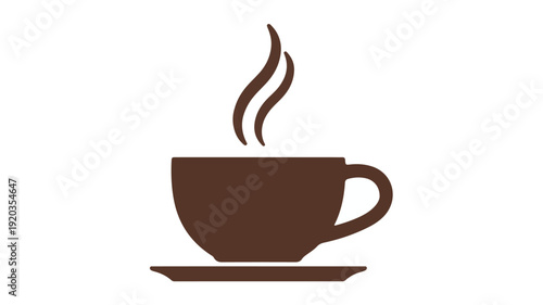 Steaming coffee cup and saucer illustration on transparent background