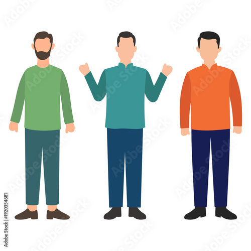 Three Men Standing Side By Side Illustration