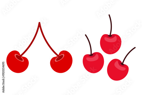 Red Cherries Garnish Fruit Illustration Set