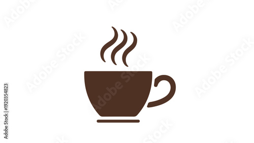 Vector illustration of a coffee cup with steam rising from it, a simple design element for cafes, modern, flat style