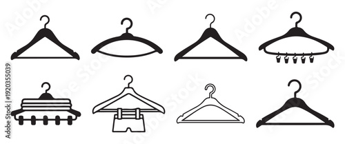 Black Clothes Hanger Silhouette Set – Plastic, Wire and Clip Hanger Styles for Retail and Fashion DesignWeb