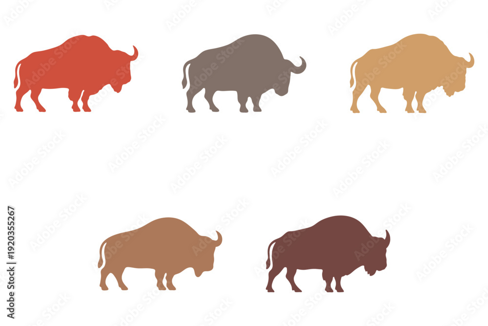 Obraz premium Collection of Buffalo Silhouette Illustration