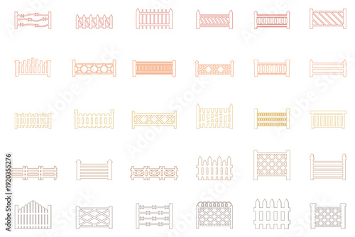 Collection of  Various Fence Outline Illustration