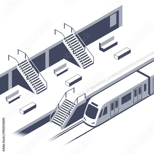 Underground Metro Train Station Platform Illustration.