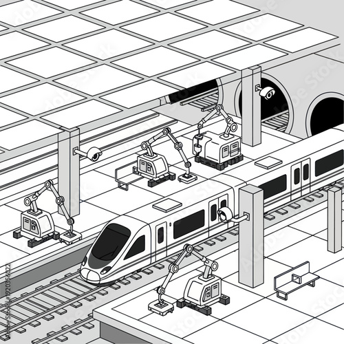 Train Maintenance Facility with Robotic Arms.